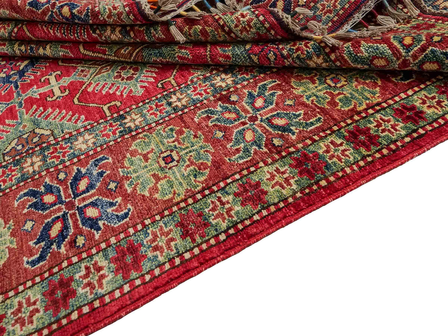 Handgeknüpfter, afghanischer Ziegler Orientteppich aus Wolle von Khademi. Größe: 204 x 154 cm. Farbe: Rot. Verkauf durch JUPITER Intl.