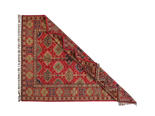 Handgeknüpfter, afghanischer Ziegler Orientteppich aus Wolle von Khademi. Größe: 204 x 154 cm. Farbe: Rot. Verkauf durch JUPITER Intl.