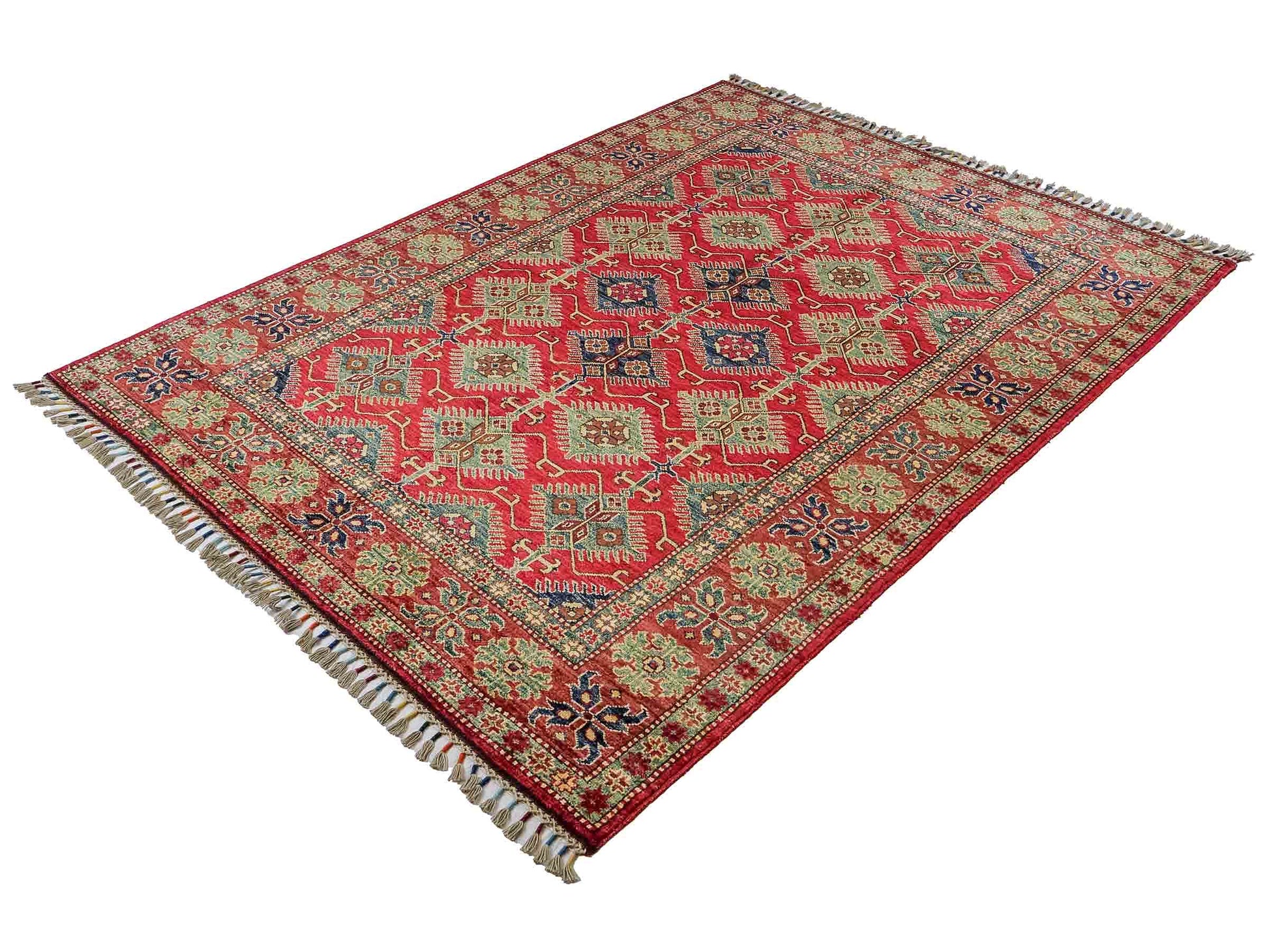 Handgeknüpfter, afghanischer Ziegler Orientteppich aus Wolle von Khademi. Größe: 204 x 154 cm. Farbe: Rot. Verkauf durch JUPITER Intl.