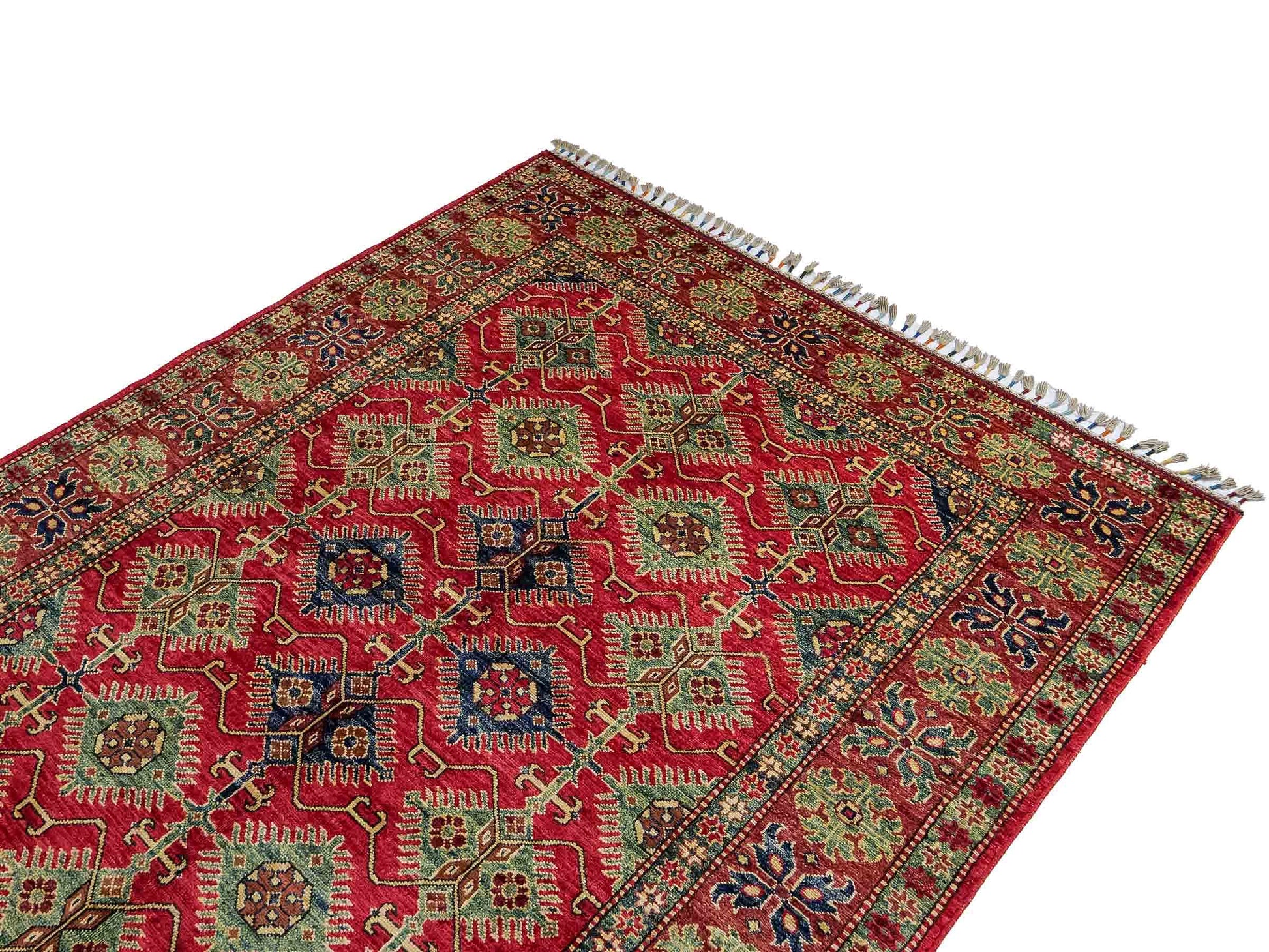 Handgeknüpfter, afghanischer Ziegler Orientteppich aus Wolle von Khademi. Größe: 204 x 154 cm. Farbe: Rot. Verkauf durch JUPITER Intl.