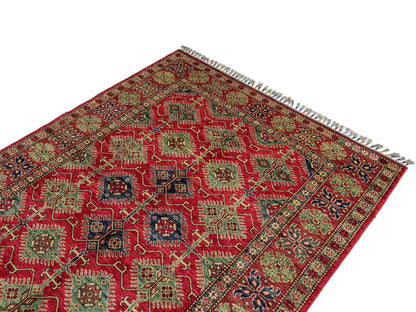 Handgeknüpfter, afghanischer Ziegler Orientteppich aus Wolle von Khademi. Größe: 204 x 154 cm. Farbe: Rot. Verkauf durch JUPITER Intl.
