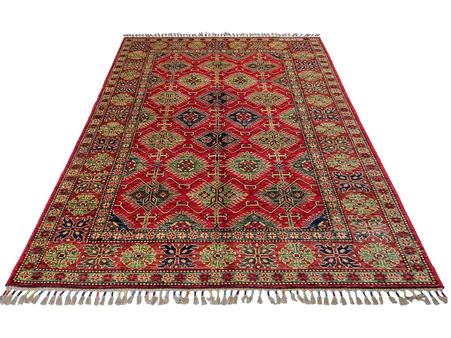 Handgeknüpfter, afghanischer Ziegler Orientteppich aus Wolle von Khademi. Größe: 204 x 154 cm. Farbe: Rot. Verkauf durch JUPITER Intl.