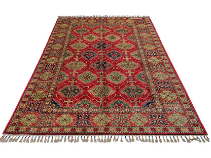 Handgeknüpfter, afghanischer Ziegler Orientteppich aus Wolle von Khademi. Größe: 204 x 154 cm. Farbe: Rot. Verkauf durch JUPITER Intl.