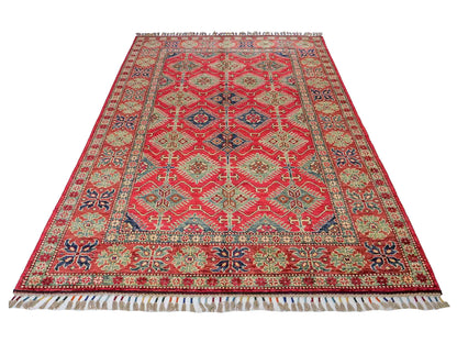 Handgeknüpfter, afghanischer Ziegler Orientteppich aus Wolle von Khademi. Größe: 204 x 154 cm. Farbe: Rot. Verkauf durch JUPITER Intl.