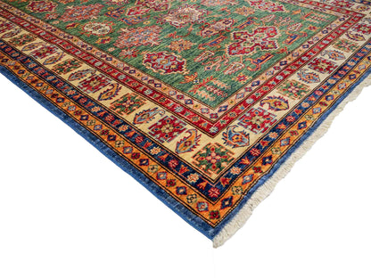 Handgeknüpfter, afghanischer Ziegler Orientteppich aus Wolle von Khademi. Größe: 206 x 150 cm. Farbe: Grün. Verkauf durch JUPITER Intl.