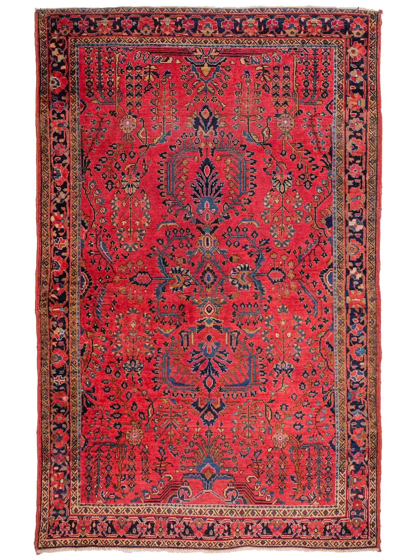 Feiner, handgeknüpfter, antiker Sarough Perserteppich aus Wolle von Khademi. Farbe: Rot. Größe: 207 x 137 cm. Vertrieb durch JUPITER Intl.
