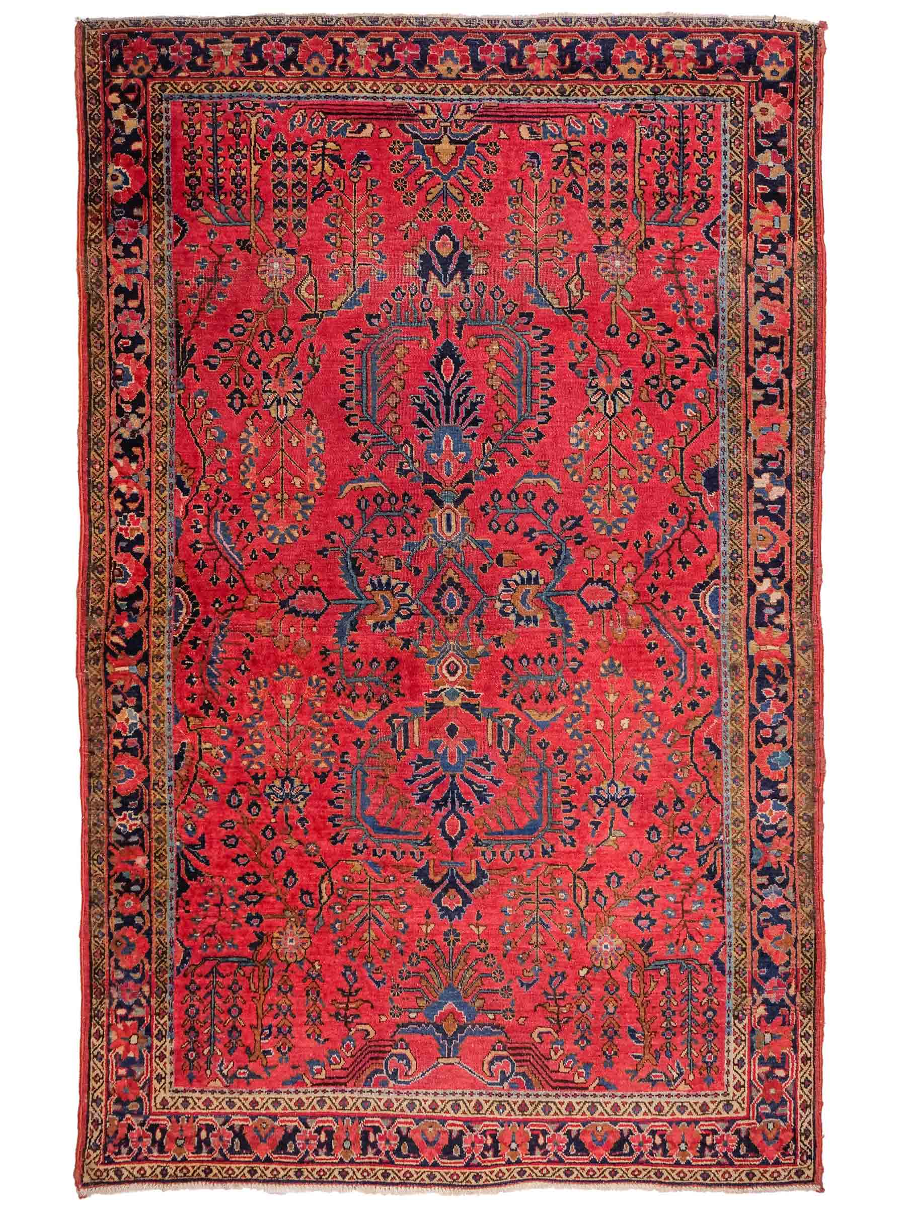 Feiner, handgeknüpfter, antiker Sarough Perserteppich aus Wolle von Khademi. Farbe: Rot. Größe: 207 x 137 cm. Vertrieb durch JUPITER Intl.