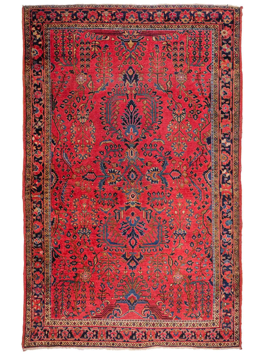 Feiner, handgeknüpfter, antiker Sarough Perserteppich aus Wolle von Khademi. Farbe: Rot. Größe: 207 x 137 cm. Vertrieb durch JUPITER Intl.