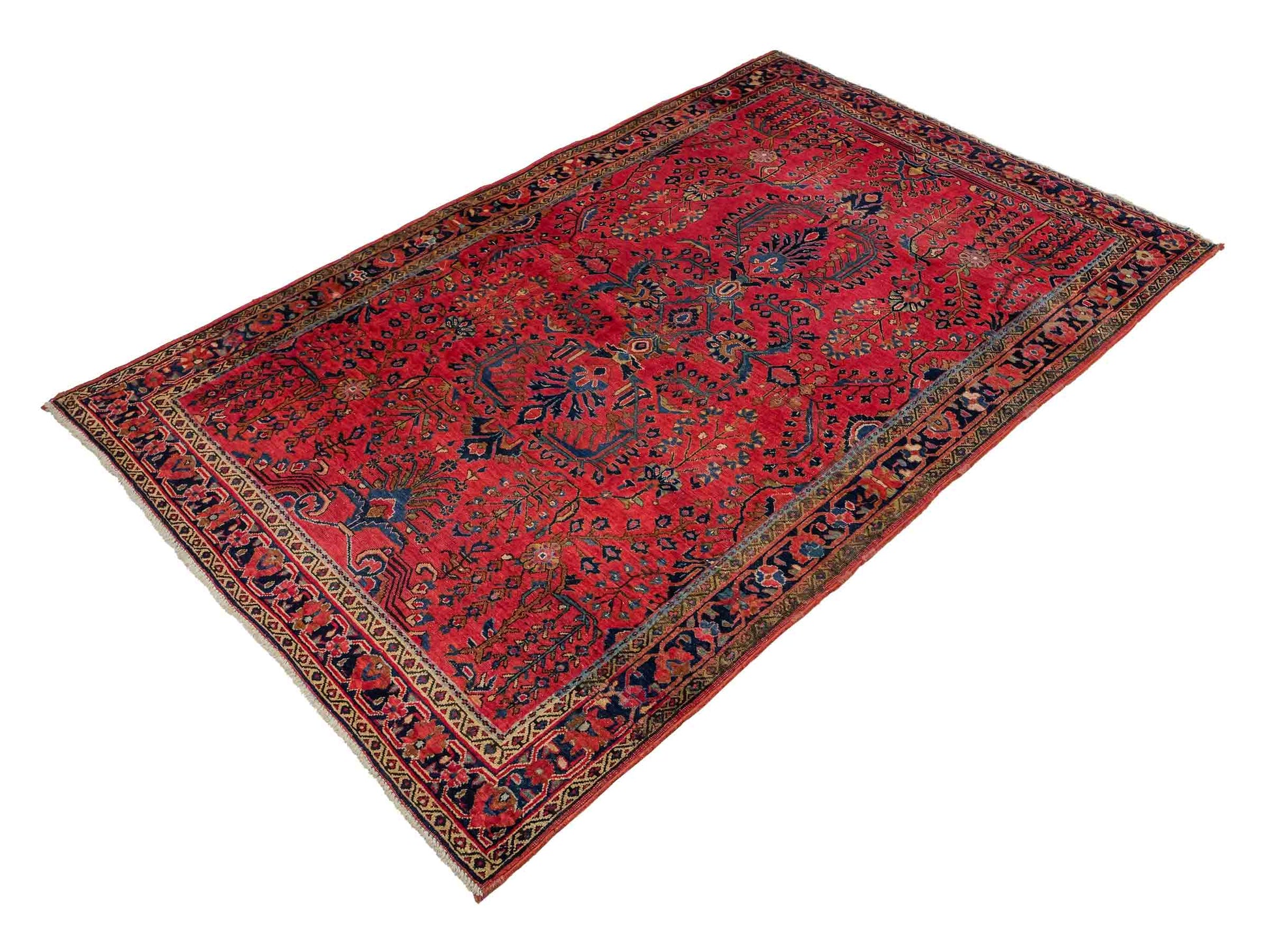 Feiner, handgeknüpfter, antiker Sarough Perserteppich aus Wolle von Khademi. Farbe: Rot. Größe: 207 x 137 cm. Vertrieb durch JUPITER Intl.