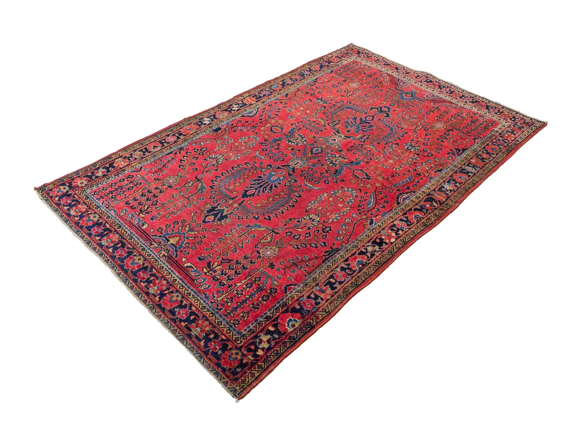 Feiner, handgeknüpfter, antiker Sarough Perserteppich aus Wolle von Khademi. Farbe: Rot. Größe: 207 x 137 cm. Vertrieb durch JUPITER Intl.