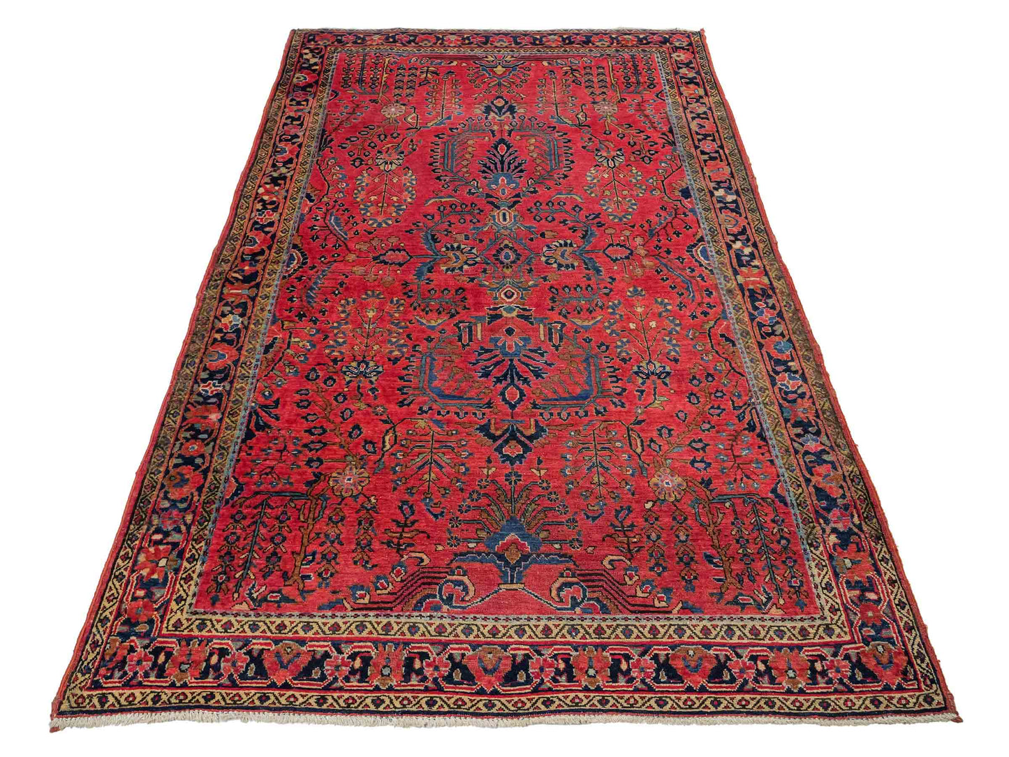 Feiner, handgeknüpfter, antiker Sarough Perserteppich aus Wolle von Khademi. Farbe: Rot. Größe: 207 x 137 cm. Vertrieb durch JUPITER Intl.