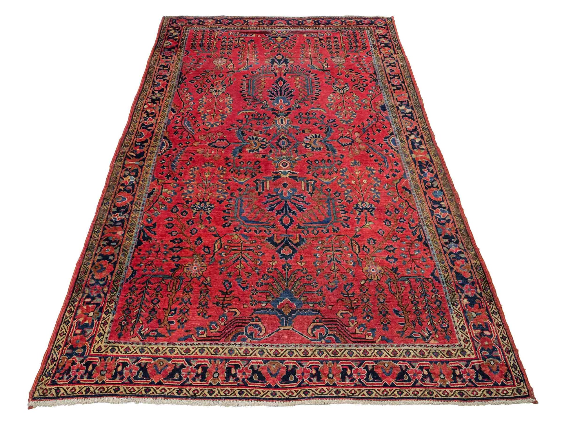 Feiner, handgeknüpfter, antiker Sarough Perserteppich aus Wolle von Khademi. Farbe: Rot. Größe: 207 x 137 cm. Vertrieb durch JUPITER Intl.