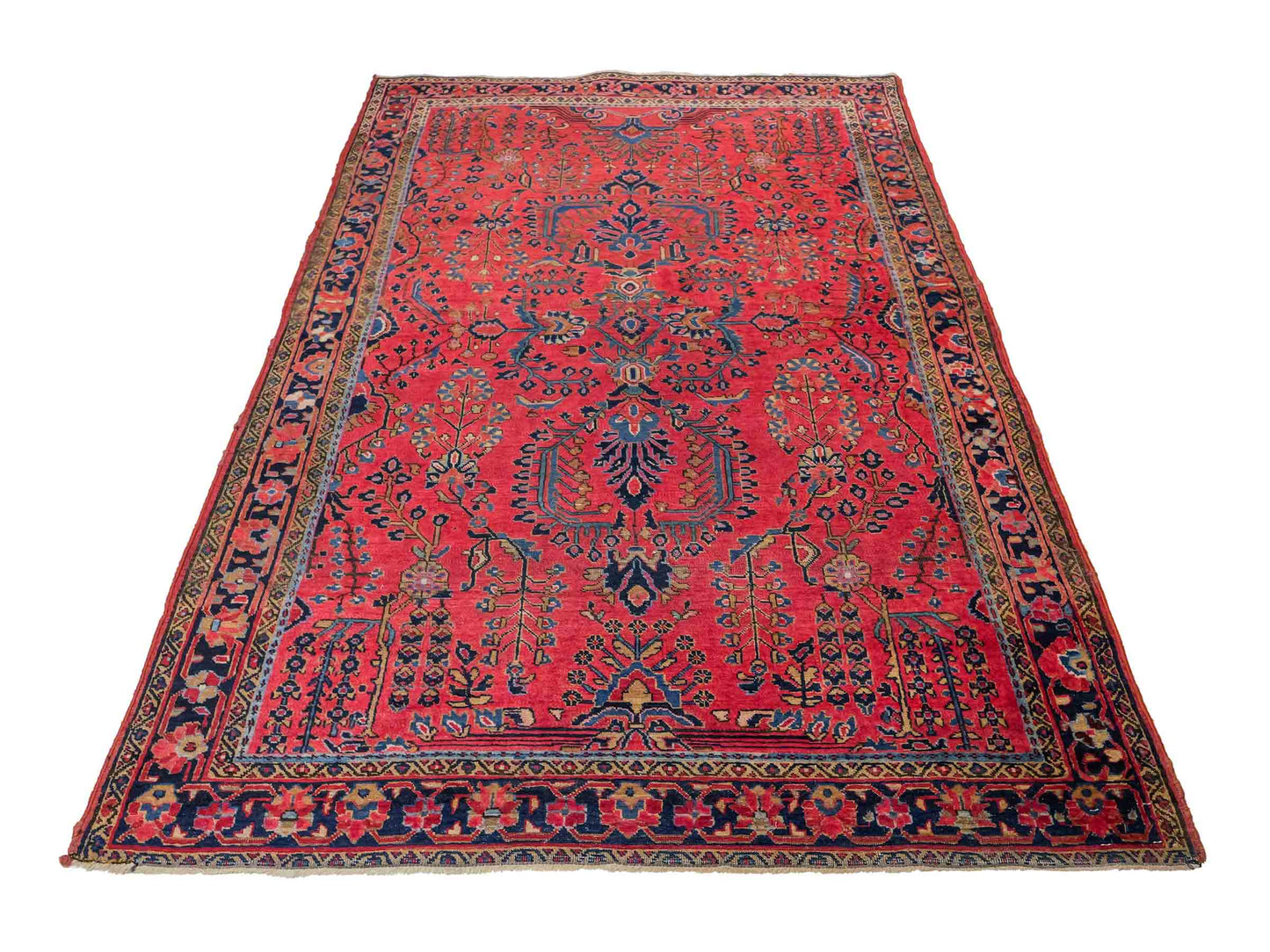 Feiner, handgeknüpfter, antiker Sarough Perserteppich aus Wolle von Khademi. Farbe: Rot. Größe: 207 x 137 cm. Vertrieb durch JUPITER Intl.