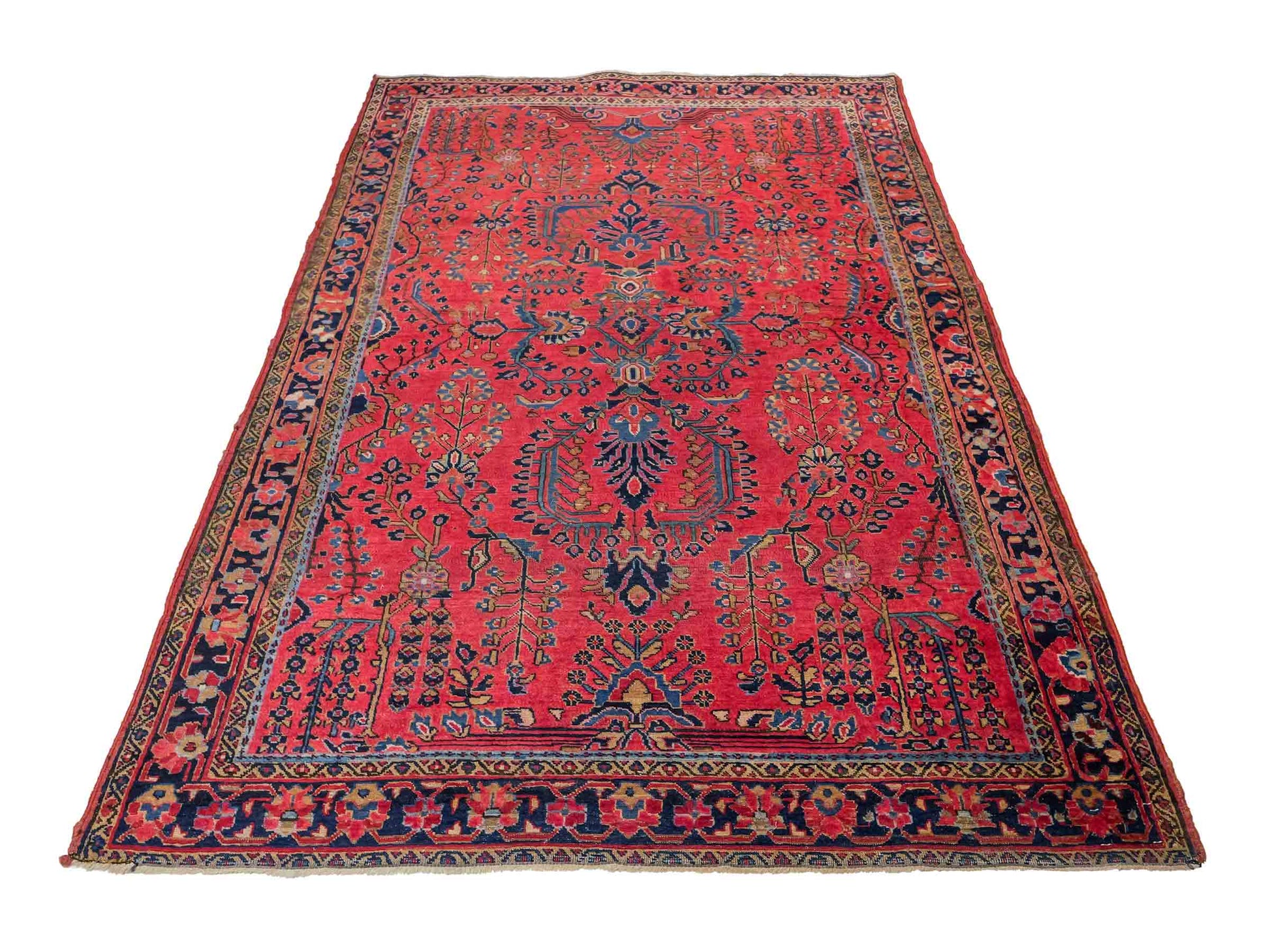 Feiner, handgeknüpfter, antiker Sarough Perserteppich aus Wolle von Khademi. Farbe: Rot. Größe: 207 x 137 cm. Vertrieb durch JUPITER Intl.