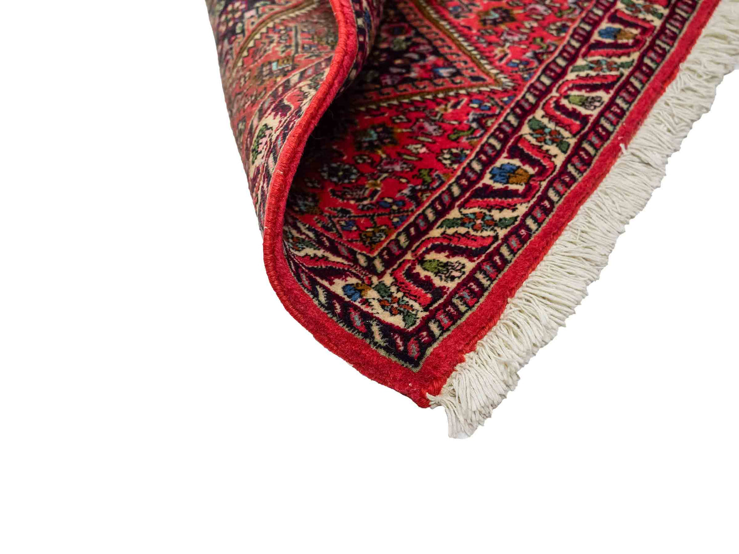 Sehr feiner, handgeknüpfter Bidjar Perserteppich aus Wolle von Khademi. Farben: rot, blau. Größe: 67 x 59 cm. Vertrieb durch JUPITER Intl.