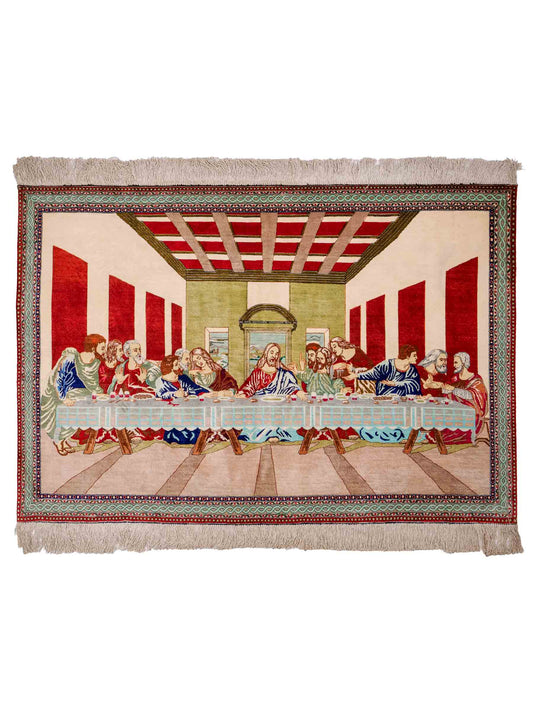 Sehr feiner, handgeknüpfter Ghom Perserteppich aus Seide, creme, rot, multicolor. 151x104 cm. Verkauf durch Jupiter Intl.
