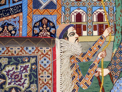 Sehr feiner, handgeknüpfter Khademi Isfahan aus Wolle mit Seide, multicolor. 239x155 cm. Vertrieb durch Jupiter Intl.