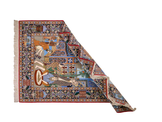 Sehr feiner, handgeknüpfter Khademi Isfahan aus Wolle mit Seide, multicolor. 239x155 cm. Vertrieb durch Jupiter Intl.