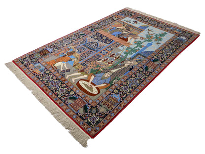 Sehr feiner, handgeknüpfter Khademi Isfahan aus Wolle mit Seide, multicolor. 239x155 cm. Vertrieb durch Jupiter Intl.