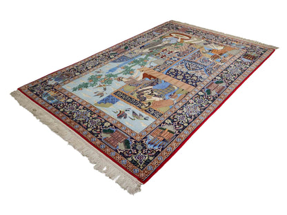 Sehr feiner, handgeknüpfter Khademi Isfahan aus Wolle mit Seide, multicolor. 239x155 cm. Vertrieb durch Jupiter Intl.