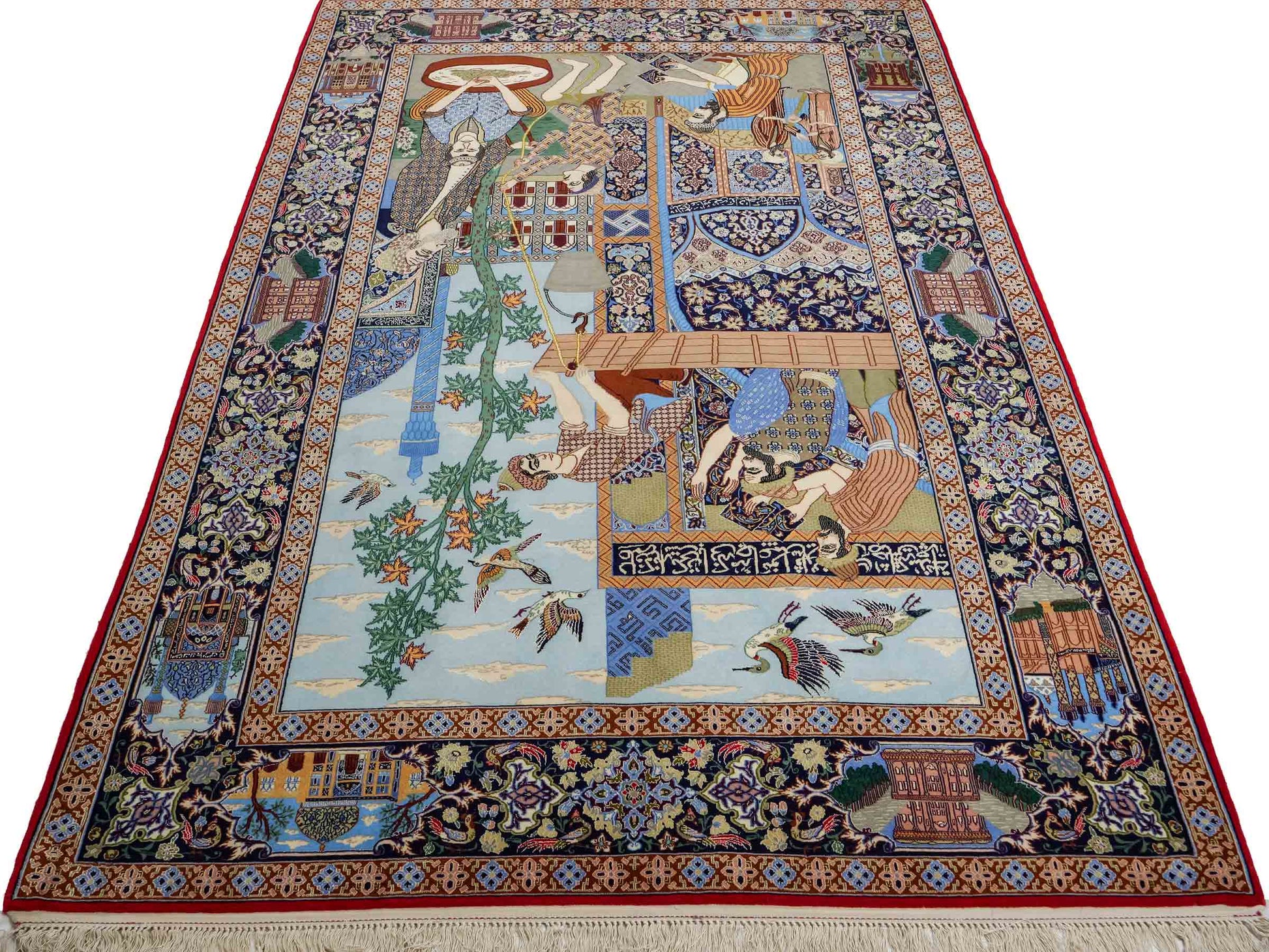Sehr feiner, handgeknüpfter Khademi Isfahan aus Wolle mit Seide, multicolor. 239x155 cm. Vertrieb durch Jupiter Intl.