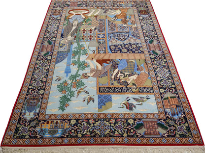 Sehr feiner, handgeknüpfter Khademi Isfahan aus Wolle mit Seide, multicolor. 239x155 cm. Vertrieb durch Jupiter Intl.