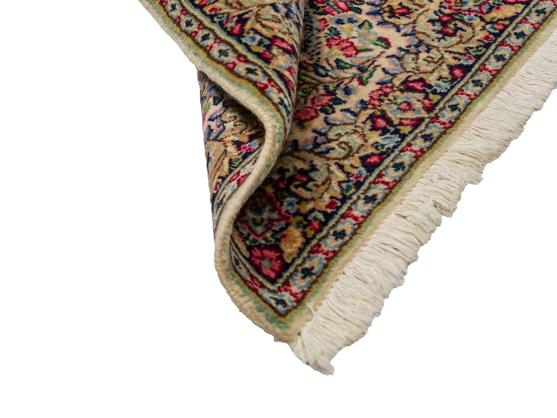 Feiner, handgeknüpfter Kerman Perserteppich aus Wolle von Khademi, creme, beige. 0,54 x 0,53 m. Vertrieb durch JUPITER Intl.