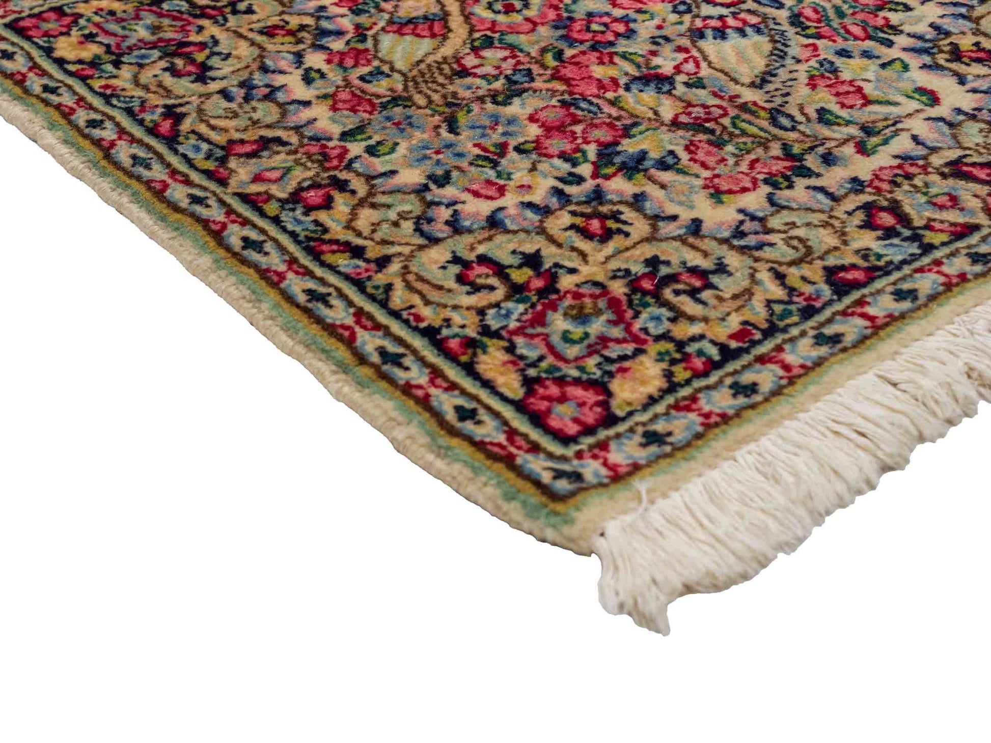 Feiner, handgeknüpfter Kerman Perserteppich aus Wolle von Khademi, creme, beige. 0,54 x 0,53 m. Vertrieb durch JUPITER Intl.