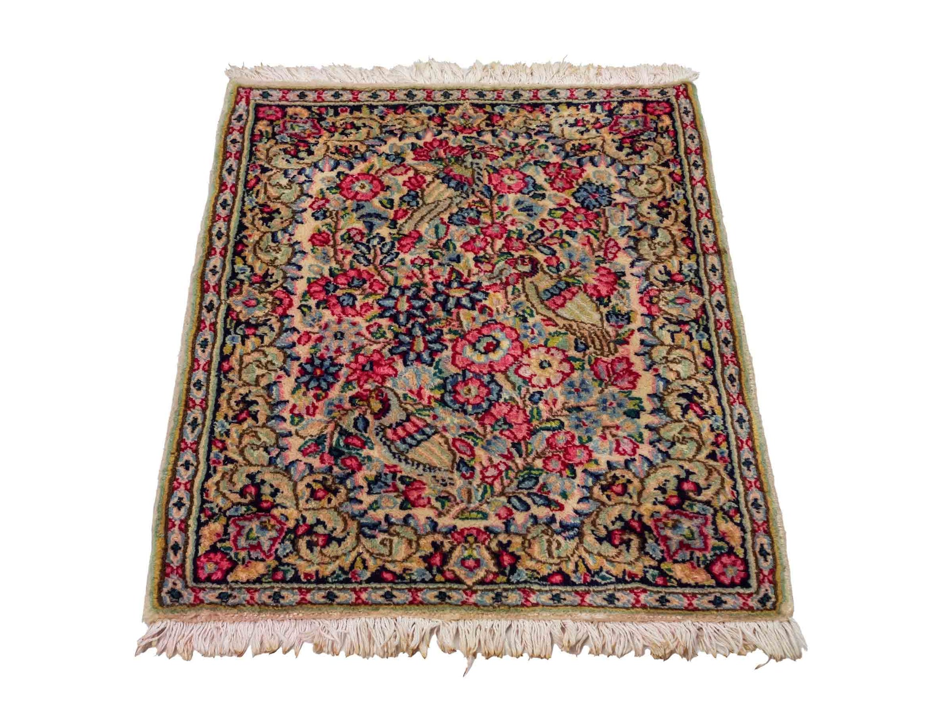 Feiner, handgeknüpfter Kerman Perserteppich aus Wolle von Khademi, creme, beige. 0,70 x 0,56 m. Vertrieb durch JUPITER Intl.
