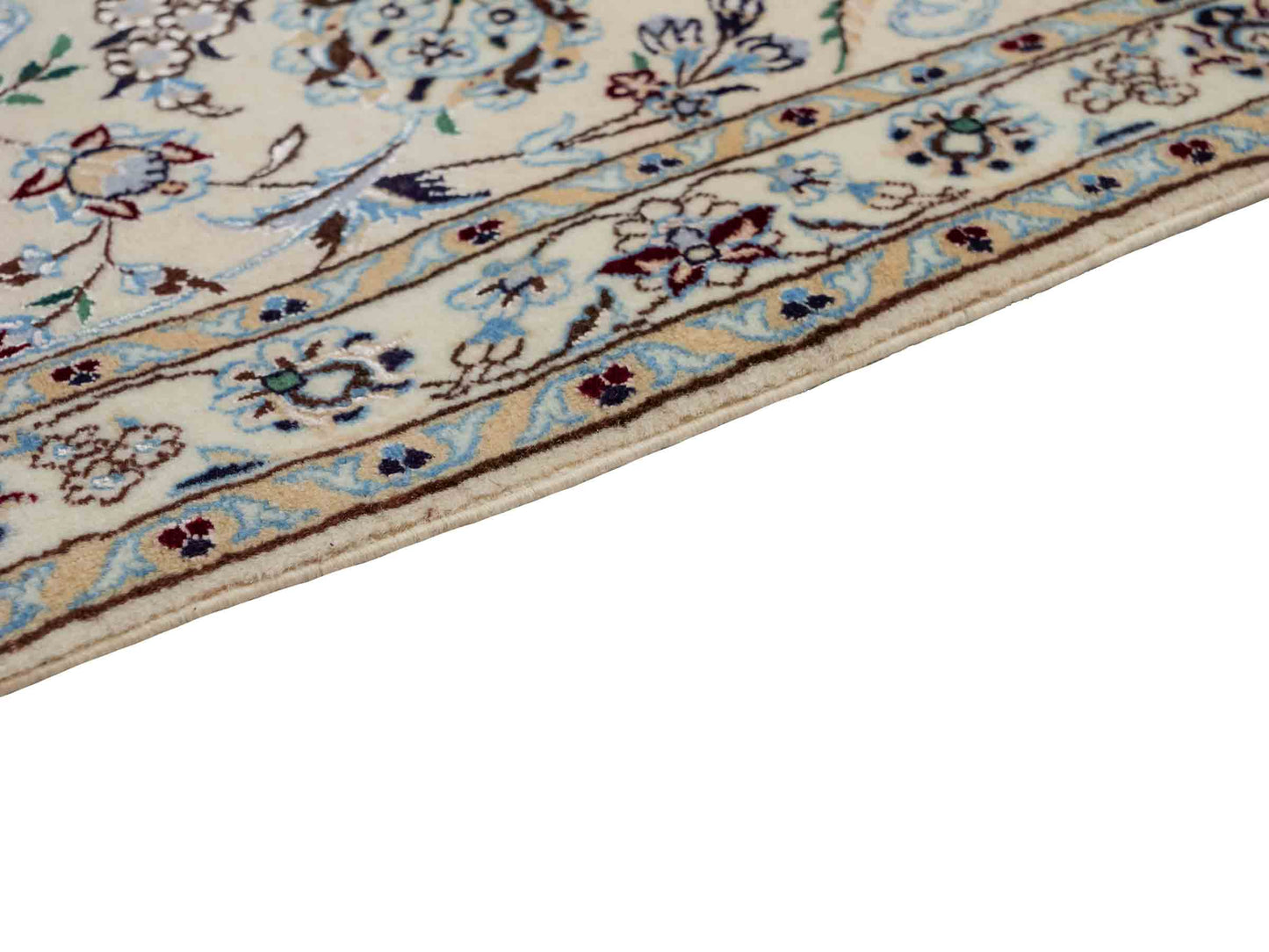 Sehr feiner, handgeknüpfter Nain 6La Perserteppich aus Wolle mit Seide von Khademi. Farbe: Cremeweiß, rot. Größe: 312 x 209 cm. Vertrieb durch JUPITER Intl.