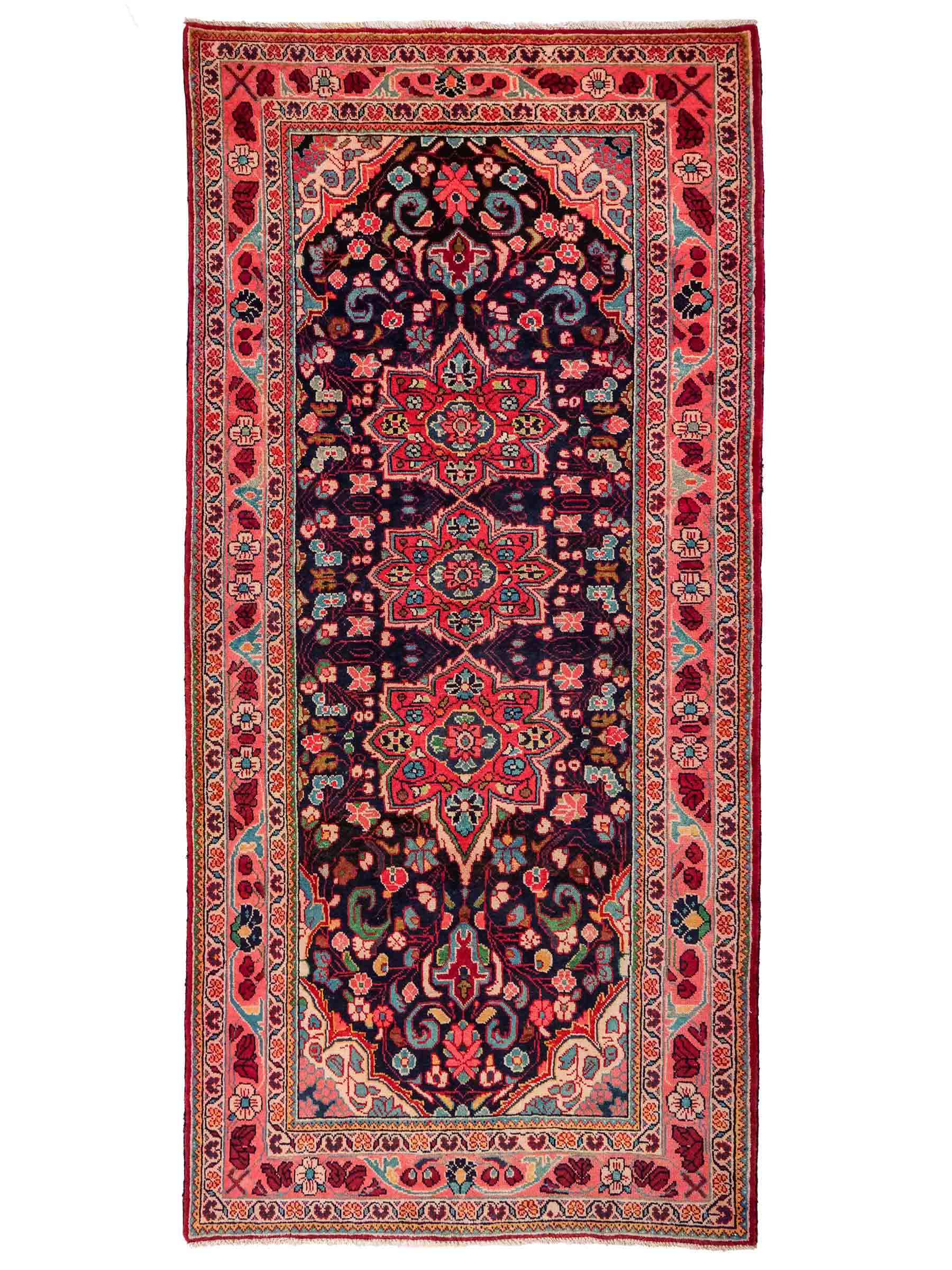 Handgeknüpfter Sarough Mahal Perserteppich aus Wolle von Khademi. Farbe: Blau, Rot. Größe: 317 x 137 cm. Vertrieb durch JUPITER Intl.