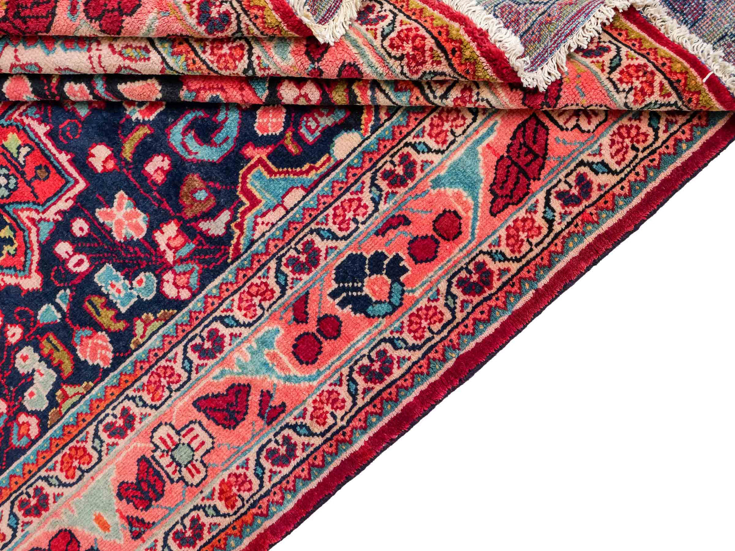 Handgeknüpfter Sarough Mahal Perserteppich aus Wolle von Khademi. Farbe: Blau, Rot. Größe: 317 x 137 cm. Vertrieb durch JUPITER Intl.