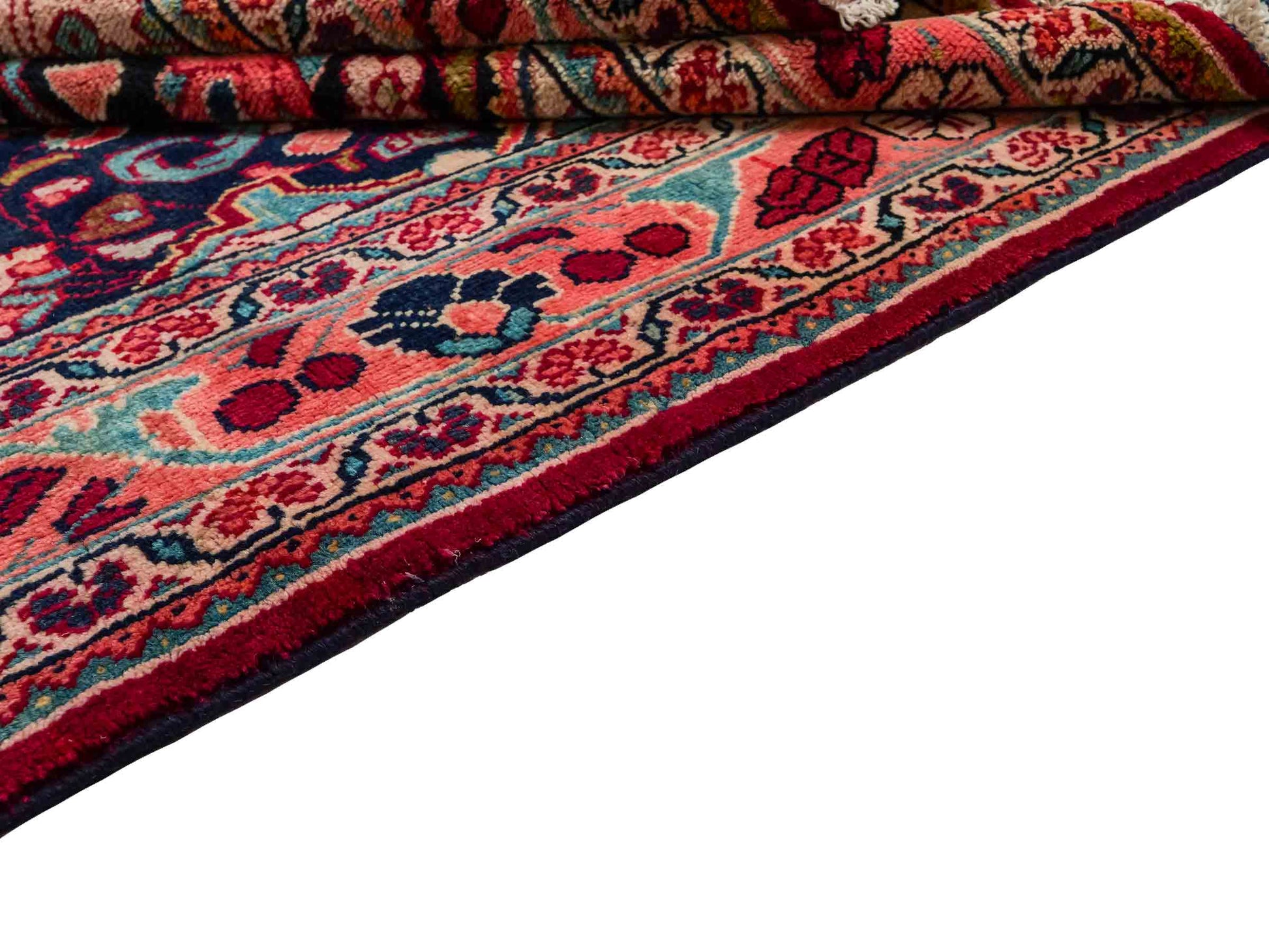 Handgeknüpfter Sarough Mahal Perserteppich aus Wolle von Khademi. Farbe: Blau, Rot. Größe: 317 x 137 cm. Vertrieb durch JUPITER Intl.