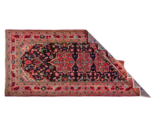 Handgeknüpfter Sarough Mahal Perserteppich aus Wolle von Khademi. Farbe: Blau, Rot. Größe: 317 x 137 cm. Vertrieb durch JUPITER Intl.