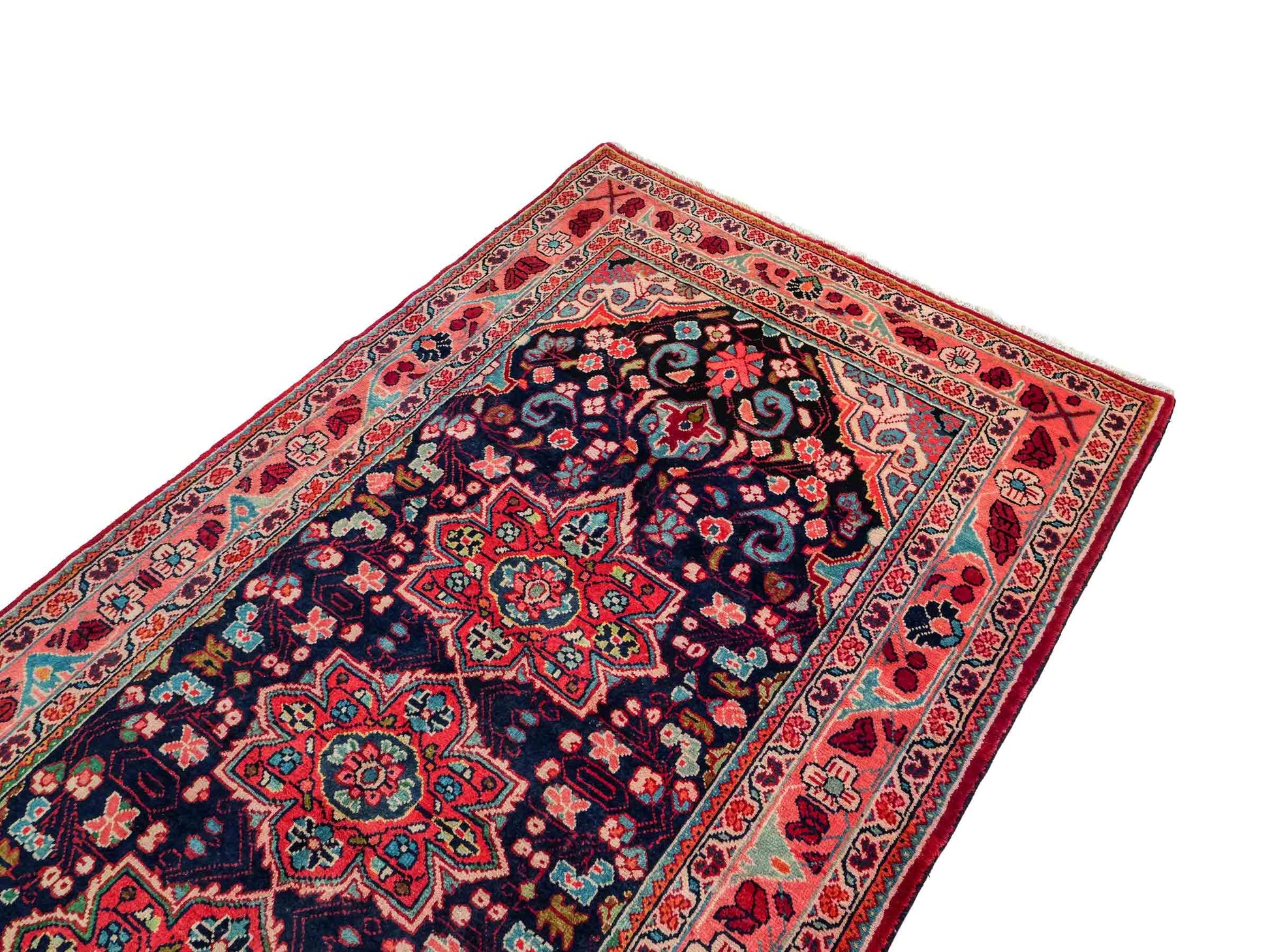 Handgeknüpfter Sarough Mahal Perserteppich aus Wolle von Khademi. Farbe: Blau, Rot. Größe: 317 x 137 cm. Vertrieb durch JUPITER Intl.