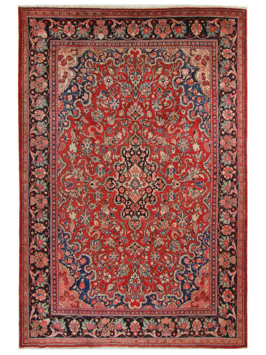 Handgeknüpfter Sarough Mahal Perserteppich aus Wolle von Khademi, rot, blau. 368x280 cm. Verkauf durch Jupiter Intl.