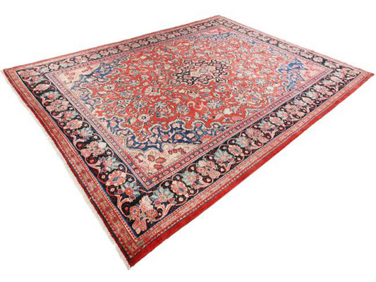Handgeknüpfter Sarough Mahal Perserteppich aus Wolle von Khademi, rot, blau. 368x280 cm. Verkauf durch Jupiter Intl.
