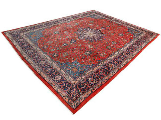 Handgeknüpfter Sarough Mahal Perserteppich aus Wolle von Khademi, rot, blau. 406x300 cm. Verkauf durch Jupiter Intl.