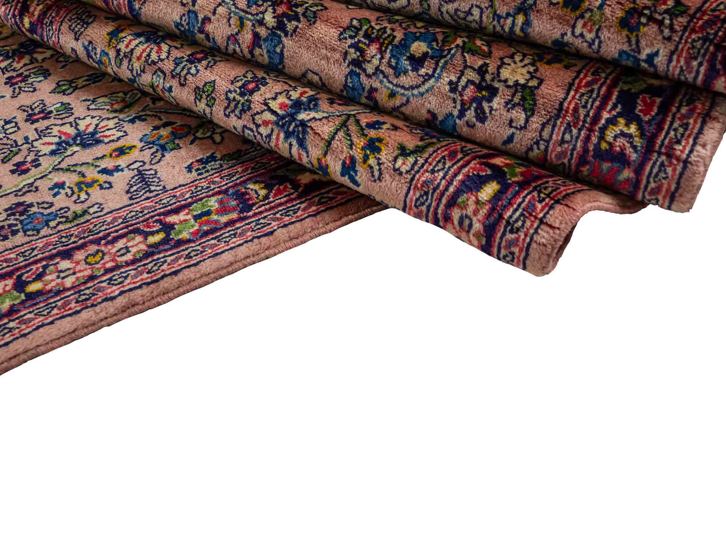 Feiner, handgeknüpfter Sarough Perserteppich Läufer aus Wolle von Khademi. Größe: 423 x 75 cm. Farbe: Rosarot, blau. Verkauf durch JUPITER Intl.