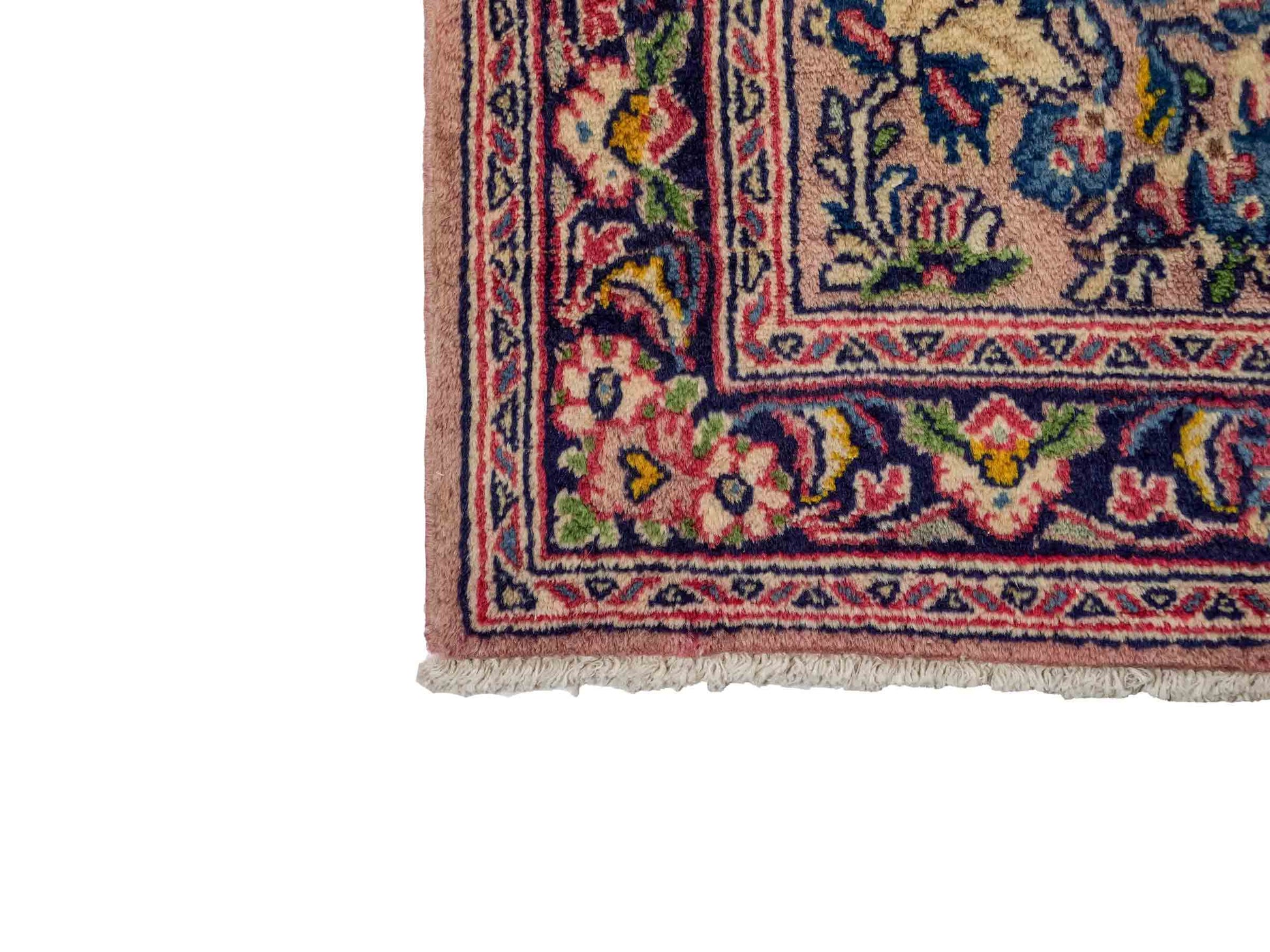 Feiner, handgeknüpfter Sarough Perserteppich Läufer aus Wolle von Khademi. Größe: 423 x 75 cm. Farbe: Rosarot, blau. Verkauf durch JUPITER Intl.