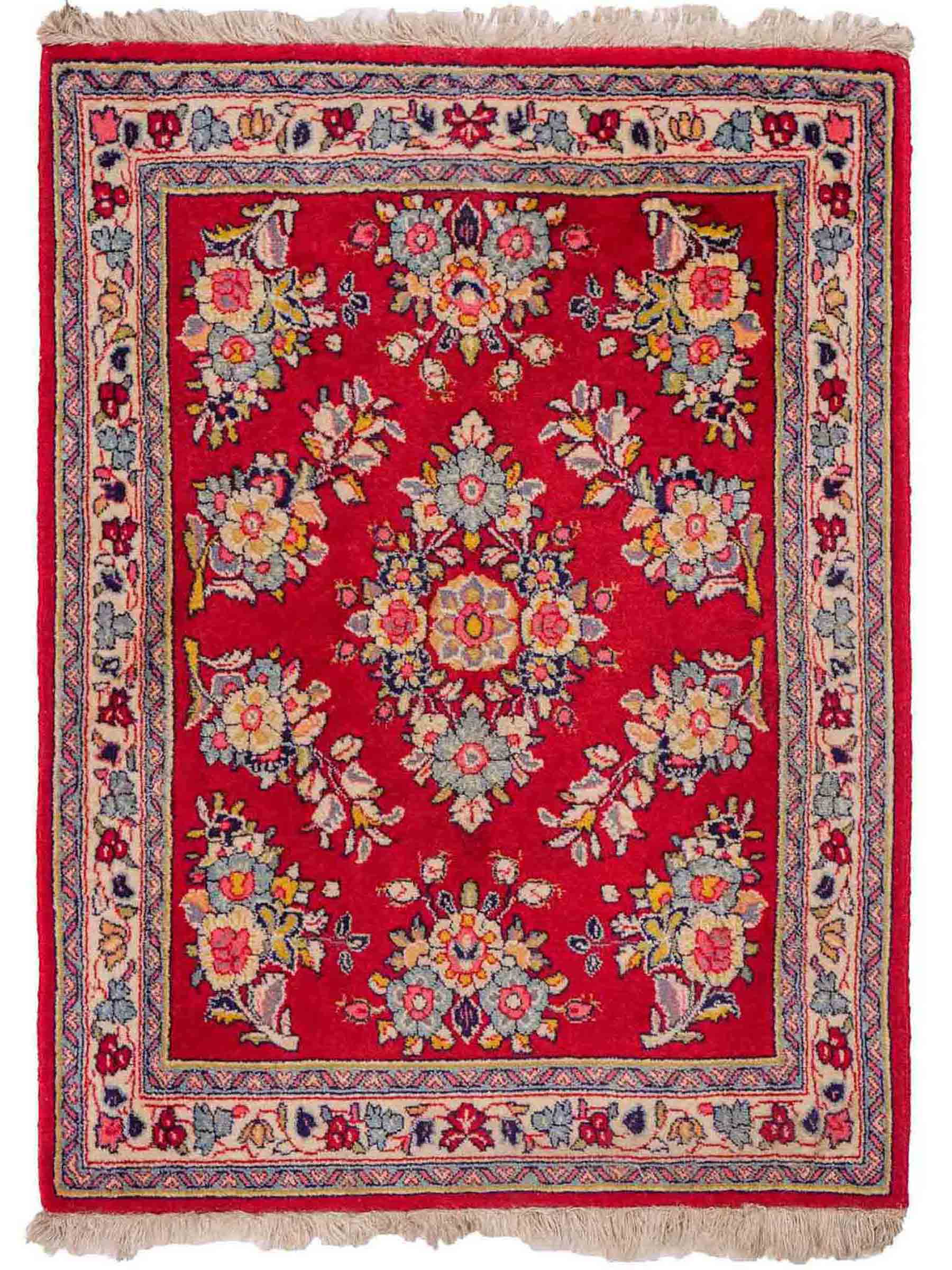 Feiner, handgeknüpfter Sarough Perserteppich aus Wolle von Khademi, rot. 0,84 x 0,69 m. Vertrieb durch JUPITER Intl.