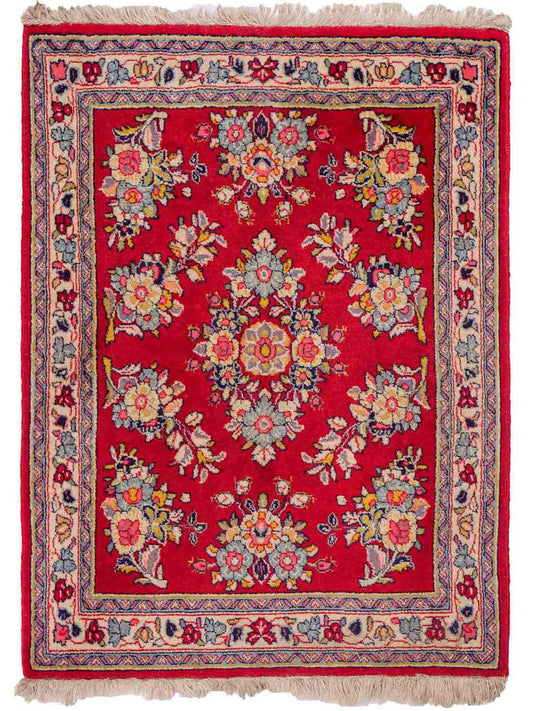 Feiner, handgeknüpfter Sarough Perserteppich aus Wolle von Khademi, rot. 0,84 x 0,69 m. Vertrieb durch JUPITER Intl.