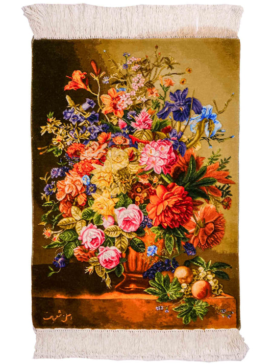 Sehr feiner, handgeknüpfter Täbriz Art 50 Raj Perserteppich aus Wolle mit Seide von Khademi. Farbe: Bunt. Größe: 84 x 61 cm. Vertrieb durch JUPITER Intl.
