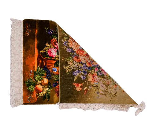 Sehr feiner, handgeknüpfter Täbriz Art 50 Raj Perserteppich aus Wolle mit Seide von Khademi. Farbe: Bunt. Größe: 84 x 61 cm. Vertrieb durch JUPITER Intl.
