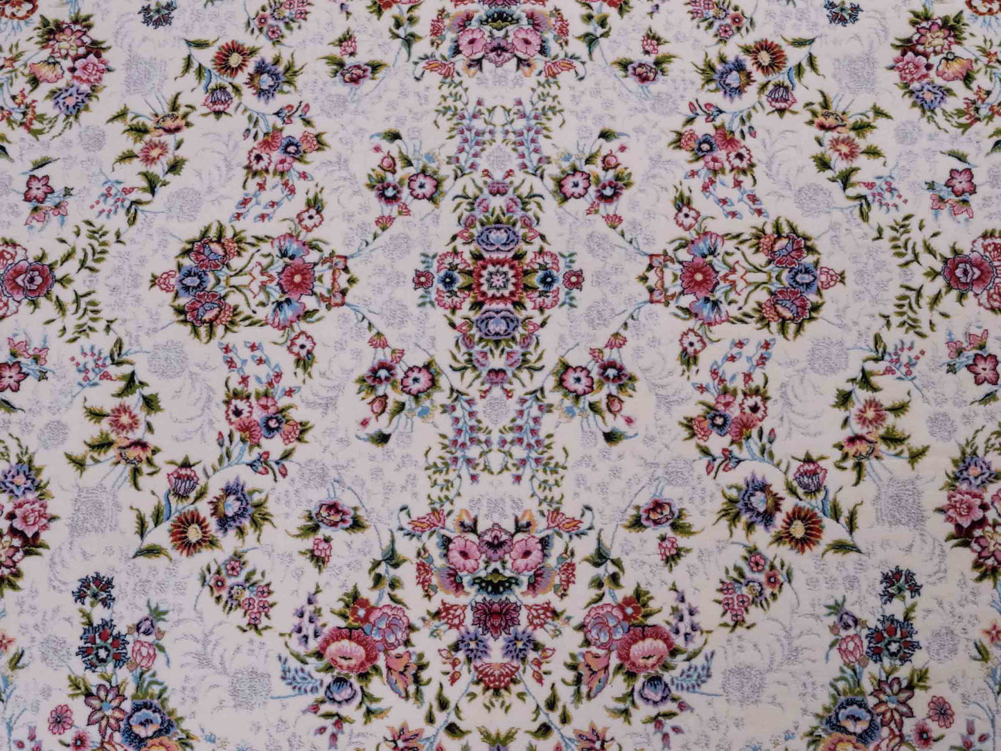 Persischer Maschinenteppich von Khademi aus Acryl, rund, creme, Allover-Täbriz-Design, Größe: 150 x 150 cm. Made in Iran. Teppichnummer: KB4-1838. Verkauf durch Jupiter Intl.
