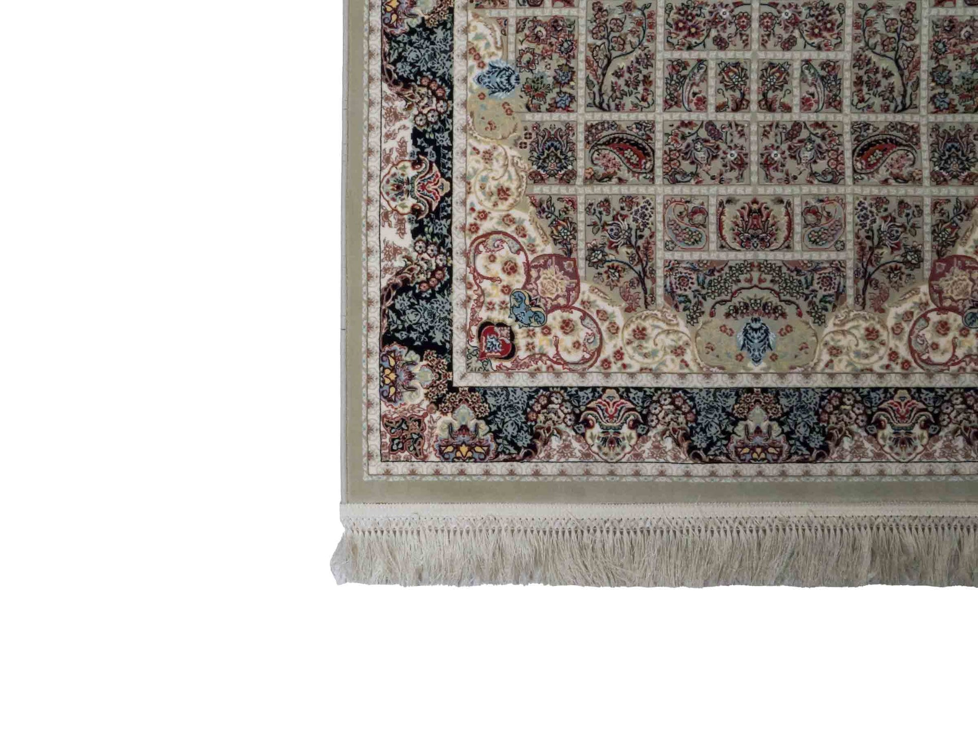Persischer Läufer-Maschinenteppich von Khademi aus Acryl, grau, Ghom-Medaillon-Design, Größe: 300 x 100 cm. Made in Iran. Teppichnummer: KB4-1835. Verkauf durch Jupiter Intl.