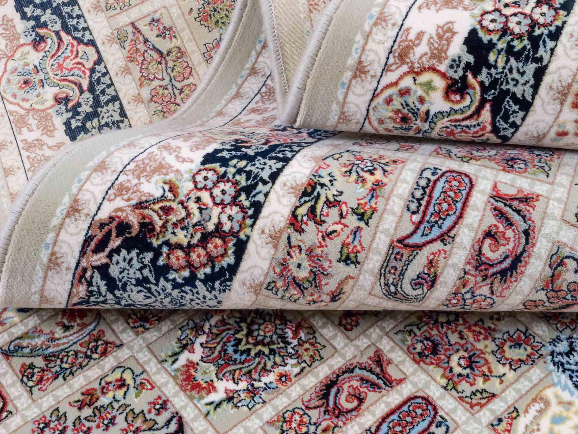 Persischer Läufer-Maschinenteppich von Khademi aus Acryl, grau, Ghom-Medaillon-Design, Größe: 300 x 100 cm. Made in Iran. Teppichnummer: KB4-1835. Verkauf durch Jupiter Intl.