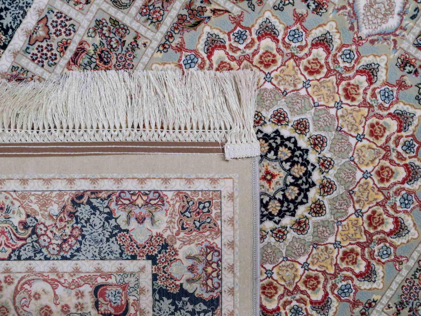 Persischer Läufer-Maschinenteppich von Khademi aus Acryl, grau, Ghom-Medaillon-Design, Größe: 300 x 100 cm. Made in Iran. Teppichnummer: KB4-1835. Verkauf durch Jupiter Intl.