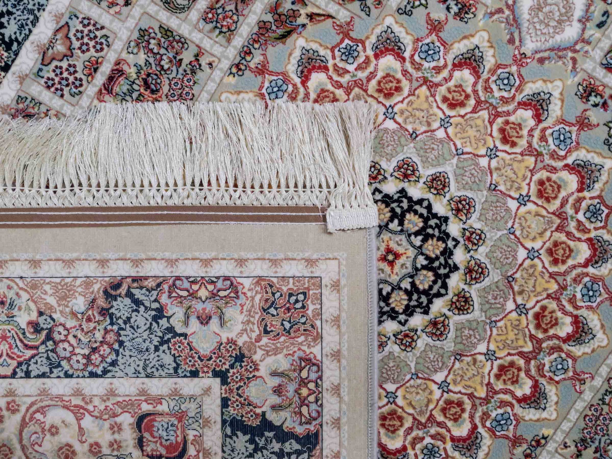 Persischer Läufer-Maschinenteppich von Khademi aus Acryl, grau, Ghom-Medaillon-Design, Größe: 300 x 100 cm. Made in Iran. Teppichnummer: KB4-1835. Verkauf durch Jupiter Intl.