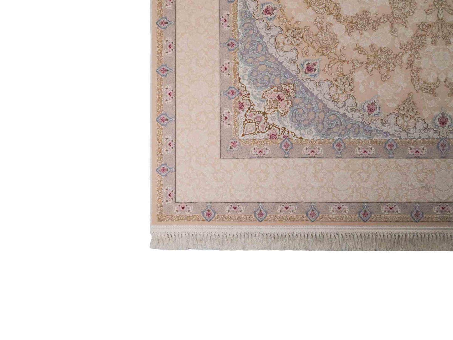Persischer Maschinenteppich von Khademi aus Acryl, creme, Täbriz-Medaillon-Design, Größe: 300 x 200 cm. Made in Iran. Teppichnummer: KB4-1833. Verkauf durch Jupiter Intl.